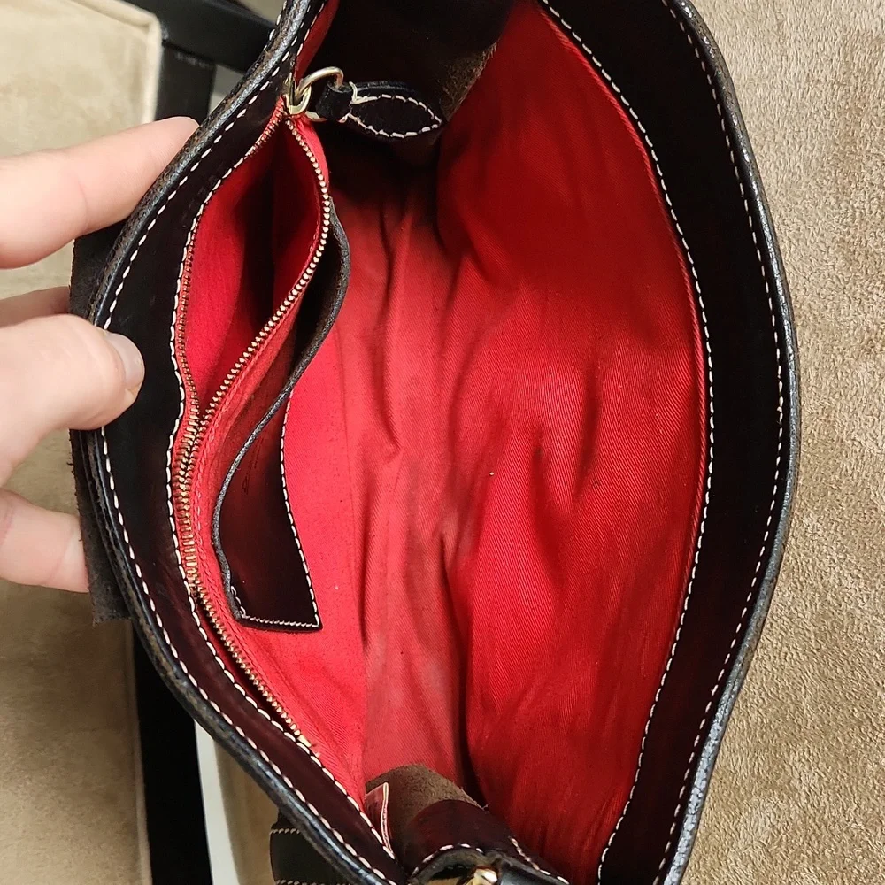 Dooney and Bourke ❤️ ring flap dark Grey canvas black leather shoulder bag - Picture 14 of 17